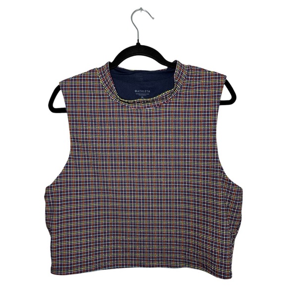 Athleta Seersucker Crop Rashguard Multicolor Top - Picture 1 of 6